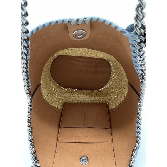 Stella Mccartney Medium Blue Raffia Falabella Tote Bag - Picture 4 of 5